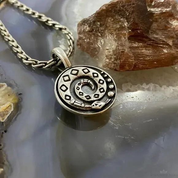 Carolyn Pollack Sterling Onyx Double Sided Decorated Serpent Pendant For Women - Picture 3 of 10